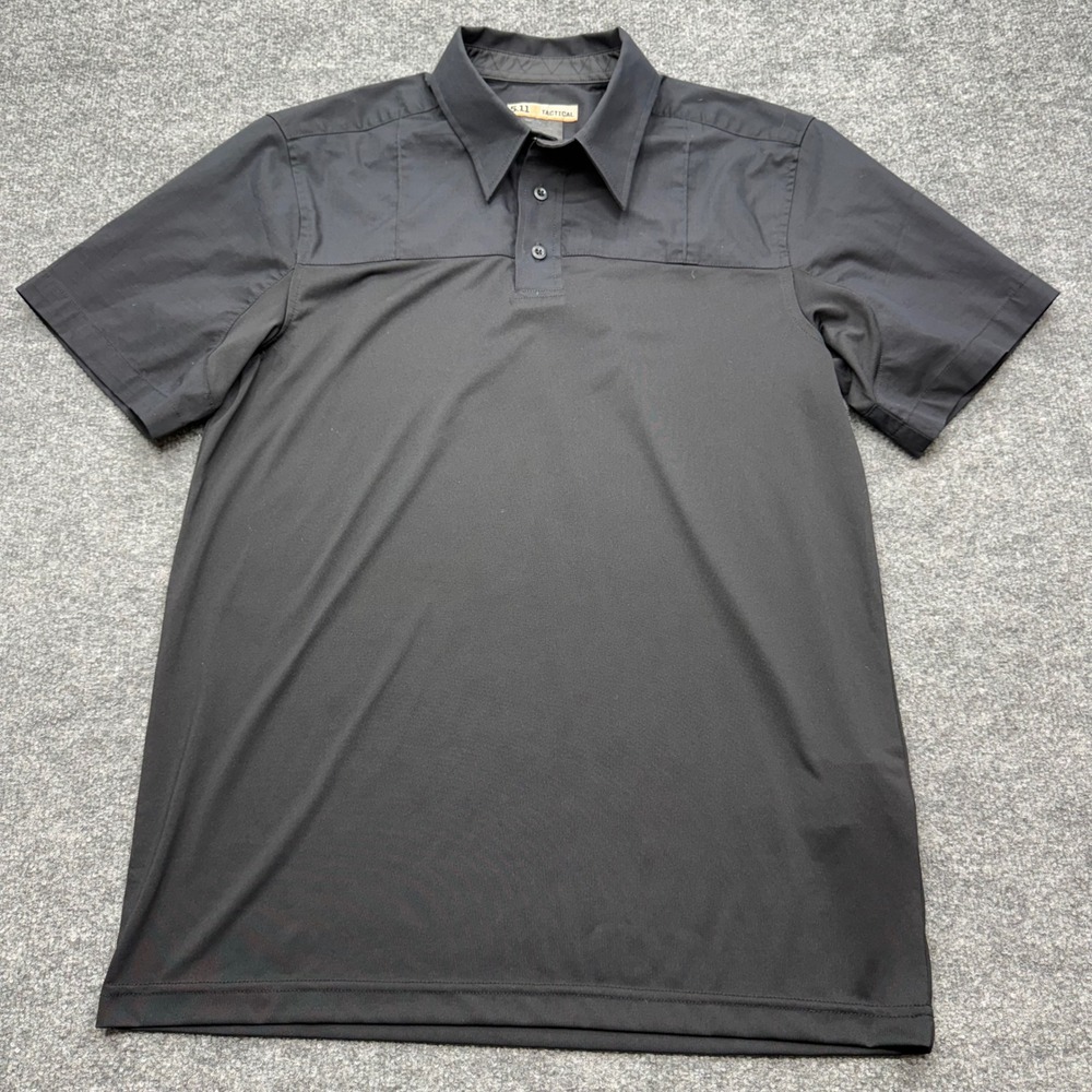 5.11 Tactical Mens Large Black Ripstop Hybrid Short Sleeve Polo Shirt TLBLIN4389